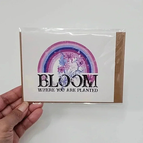 Bloom Where You Are Planted Handmade Greeting Blank Card 4x6 - Picture 1 of 1